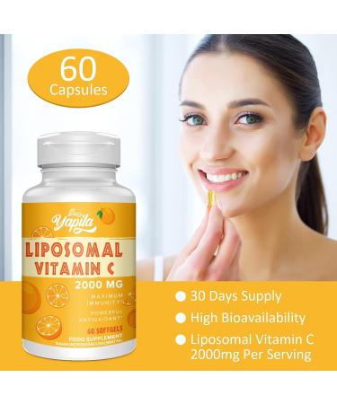 Liposomal Vitamin C Capsules 2000mg - Maximum Absorption High-Dose Antioxidant Supplement Soy-Free & Non-GMO (60 Pieces 2-Pack) - Buy Online on GoSupps.com