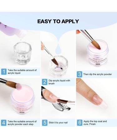 Morovan Acrylic Nail Kit - Professional 3 Color Acrylic Powder Set for Nail Extension with Brush - Nail Art Starter Kit in Clear, White, Pink - Buy Online on GoSupps.com
