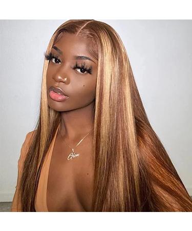 ISEE 10A 30 Inch Pre Plucked Transparent Lace Front Wig - 150% Density Straight Human Hair Wig for Black Women (427 Ombre Highlight) - Buy Online on GoSupps.com