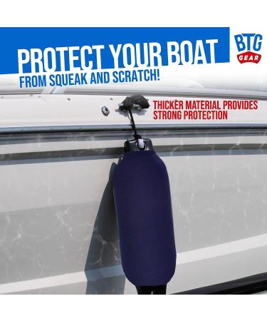 BTG Gear G5 Marine-Grade Fleece Boat Fender Covers Pair in Navy Blue - 8.8 x 26.8 Inches - Set of 2 - Buy Online on GoSupps.com