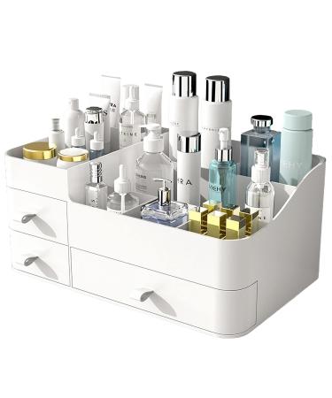 Makeup Organizer for Vanity Large Countertop Organizer with Drawers Cosmetics Storage for Skin Care Brushes Eyeshadow Lotions Lipstick Nail Polish.Great for Dresser Bathroom Bedroom (White) X-Large 3 Drawers White