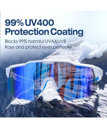 SummerLight Viper Sunglasses: Wrap Around Sport UV 400 Protection Goggles White Frame Blue Mirror Lens - Buy Online on GoSupps.com