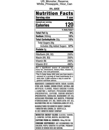 Monster Energy Reserve White Pineapple - 12 x 500ML - PMP 1.49 Pineapple 500 ml (Pack of 12) - Buy Online on GoSupps.com