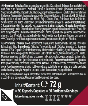 Weider Premium Tribulus Capsules - High-Dose 1 800 mg Tribulus Terrestris 90% Saponins Zinc Boost Fitness Support - 90 Capsules for Optimal Performance - Buy Online on GoSupps.com