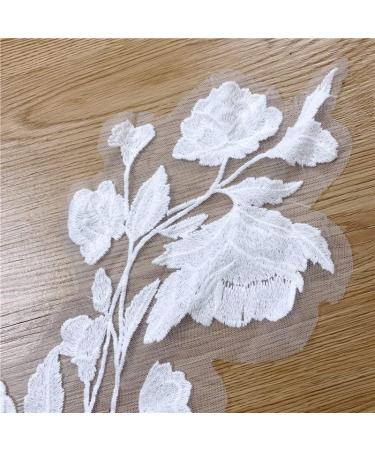 2 Pack Flower Lace Applique Patches for DIY Wedding Dress - White Embroidered Collar Material - Lace Fabric - Buy Online on GoSupps.com