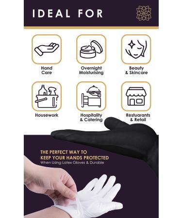 XL Black Cotton Gloves for Eczema, Dry Hands, Women - 10 Pairs for Spa, Lotion, Sleeping - Buy Online on GoSupps.com