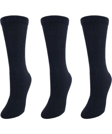 CTM Women's Cushioned Diabetic Crew Socks (3 Pack) - Black, One Size - Buy Online on GoSupps.com