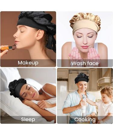 Satin Bonnets for Black Women - Set of 2 Silk Hair Bonnet Sleeping Caps by RONRONS - Buy Online on GoSupps.com
