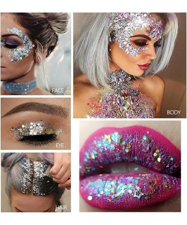  HADAVAKA Body Glitter Gel Glitter Liquid Gel Glitter Festival Glitter Sparkling Face Lip Nail Decoration Christmas Party Makeup Decoration (White) - Buy Online on GoSupps.com