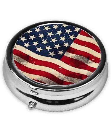 Portable Metal Pill Box - American Flag Design | 3-Compartment Travel Accessory for Small Pills - Buy Online on GoSupps.com