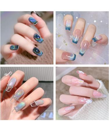 Universal Rainbow Cat Eye Gel Nail Polish Magnetic Holographic 9D Reflective Glitter Cateye Design Nails Art Polish Holo Iridescent Sparkle Flash Effect with Magnet Stick - Buy Online on GoSupps.com
