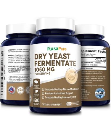 NusaPure Dry Yeast Fermentate 1050mg 200 Veggie Caps - Vegan, Non-GMO & Gluten-Free - Buy Online on GoSupps.com