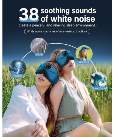 Bluetooth Sleep Headphones & White Noise Sleep Mask | 3D Eye Mask with 38 Soothing Sounds | 16-Hour Playtime | Light Blocking & Auto-Off Timer | Best Sleep Aids for Restful Sleep (Blue - Buy Online on GoSupps.com