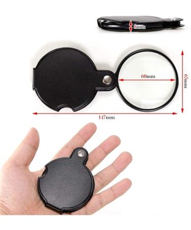 Magnifier Pocket Folding Magnifying Glass Loupe Pocket 10X 60mm Old Man Reading Student Child with Magnifying Mirror Tool - Buy Online on GoSupps.com
