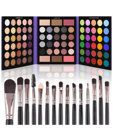 UCANBE EXOTIC FLAVORS Eyeshadow Palette + 15 PCS Eye Brushes Makeup Set 48  Color