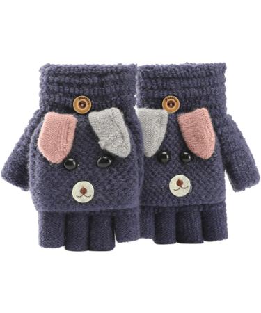 Kids Purple Convertible Fingerless Gloves - Warm Knit Mittens with Flip Top Cover - Buy Online on GoSupps.com
