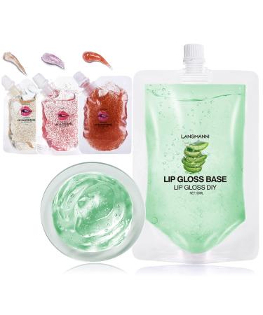 BIOKUSY Aloe Vera Lip Gloss Base 100ML + 3 Pack 20ml Glitter Colored Versagel Gloss Base for DIY Lip Gloss Moisturizing & Safe - 5.41oz (Aloe Vera 100ML + 3 Pack 20ml Mixture Color)