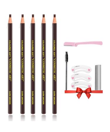 Eyebrow Pen Waterproof Eyebrow Pencil Brow Pencil Microblading Eyebrow Pencil Brow Tools Makeup For Marking Women (Dark Brown)