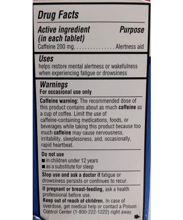 Equate Stay Awake Alertness Aid with Caffeine - Maximum Strength 200mg | Reduce Fatigue | 80 Tablets Pack of 2 - International Shipping Available - Buy Online on GoSupps.com