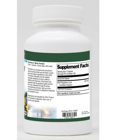 Red Raspberry Leaf (Certified Organic) - 450 mg (100 Capsules ZIN: 518667) - Buy Online on GoSupps.com