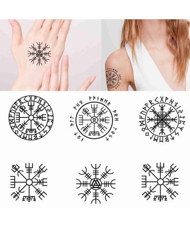 Tattoonova 6 Sheets Temporary Tattoo Men Compass Party Favors Viking Sleeve Body Face Annulus Fake Tattoos TA 2