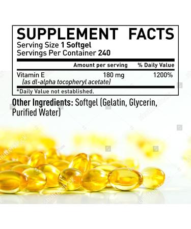 Vitamin E Softgels (400 IU) 240ct - Immune Health & Antioxidant Support - 240 Day Supply - Buy Online on GoSupps.com