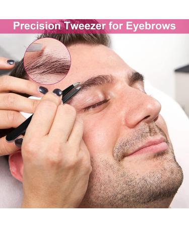 CGBE Professional Stainless Steel Slant Tip Eyebrow Tweezers | Precision Tweezer for Men & Women | Great for Ingrown Hair | 1 Pack (Black) - Buy Online on GoSupps.com