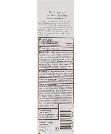 Neutrogena Revitalizing Lip Balm SPF 20 Sheer Shimmer 10 (Pack of 2) - Buy Online on GoSupps.com