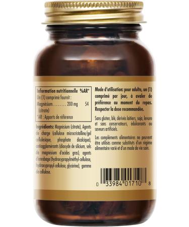 Solgar Magnesium Citrate - Sleep and Fatigue - Vitality and Energy - Highly Assimilable - Mineral - Food Supplement - Bottle of 60 Tablets - Buy Online on GoSupps.com