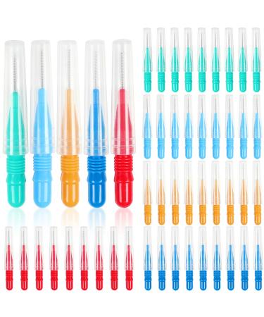 50 Pieces Interdental Brush,Toothpicks Tooth Flossing Head Oral Dental Hygiene Brush,Teeth Cleaner Dental Floss Stick Tooth Cleaning Tool