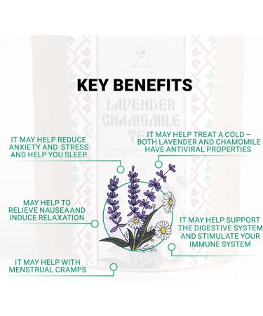 Lavender and Chamomile Tea by Amelia Rose | Sleep Tea | Relax Tea | 50 Tea Bags | 100% Natural Lavender and Chamomile Herbal Tea - Buy Online on GoSupps.com
