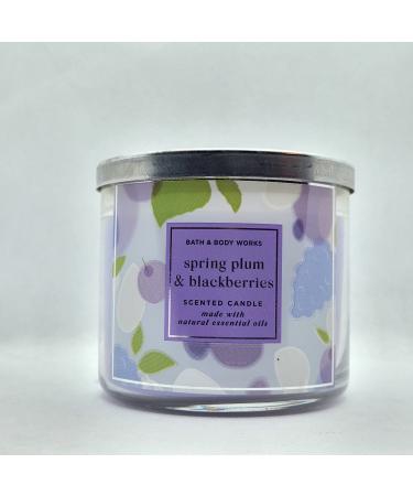 Bath & Body Works White Barn 3-Wick Candle w/Essential Oils - 14.5 oz - 2022 Spring Scents! (Spring Plum & Berries)