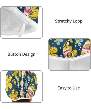 Easter Floral Eggs Hair Towel 2 Pack - Super Absorbent Quick Dry Hair Turbans for Women & Girls - Buy Online on GoSupps.com