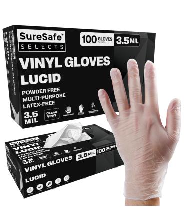 SURESAFE Clear Vinyl Gloves 3.5 Mil Latex Free Disposable Gloves Cleaning Gloves Food Prep Gloves Disposable Small Box of 100