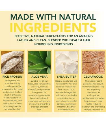 Nature's Aid Balancing Natural Rice Water Shampoo Bar for Hair Growth Strengthening & Thickening Shampoo for All Hair Types. Natural Lather and Salon Quality. Vegan. Made in Canada. (Cedarwood Eucalyptus) 72g - Buy Online on GoSupps.com