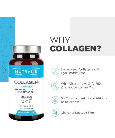 Nutralie Hydrolysed Collagen Capsules with Hyaluronic Acid, Coenzyme Q10, and Vitamins for Skin, Joints, and Hair - 60 Capsules - Buy Online on GoSupps.com