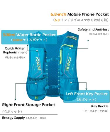 Triwonder Drinking Bag - Unisex Running Backpack Vest for Marathon Cycling & Hiking | Adjustable 68-130cm Blue - Buy Online on GoSupps.com