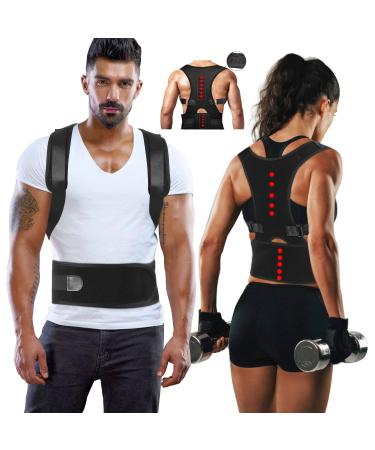 Magnetic Back Support for Posture Corrector with 10 Magnets and Adjustable Straps and Breathable Mesh Panels M black 1