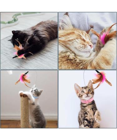 2pcs Cat Collar Toy Silicone Cat Teasing Wand Adjustable Cat Feather Collar Toys with Bell Cat Interactive Teaser Toys for Indoor Cat Playing Training (Pink Blue) - Buy Online on GoSupps.com