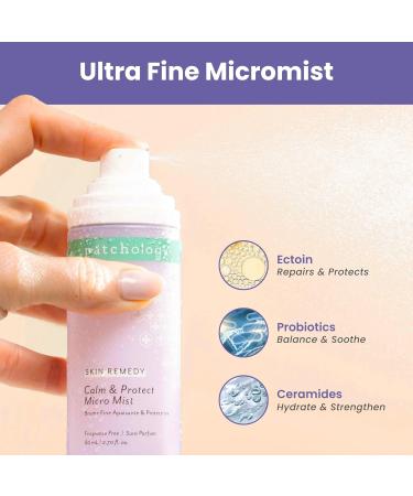 Patchology Skin Remedy Calm & Protect Micro Mist Hydrating Facial Spray with Ectoin Probiotics & Botanical Blend - Fragrance Free - Refines Pores & Leaves a Fresh Glow - 80 mL - Buy Online on GoSupps.com