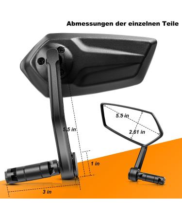 CLMILY Z Bicycle Mirror - Convex Automotive Glass Lens Rotatable E-Bike Handlebar End Mirror Scratch-Resistant Universal Left Side - Buy Online on GoSupps.com