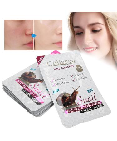 Sonew 10pcs Snail Agency Essence Facial Sheet Mask | Moisturizing Anti-Aging Collagen Skin Care | Hydrating Pore-Reducing Mask - Buy Online on GoSupps.com