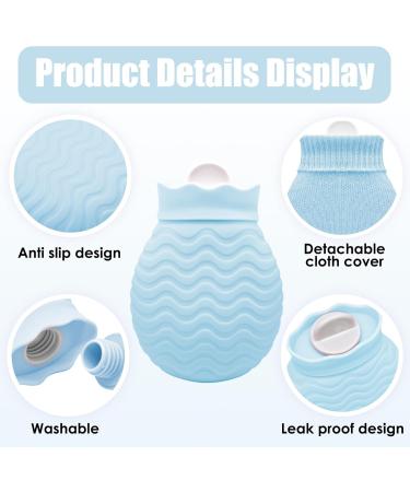 Small Heat Bottle with Cover - 320ml Mini Silicone Hot Water Bottle for Warm & Cold Relief | Ideal for Menstrual Pain & Hand-Foot Warmers - Blue - Buy Online on GoSupps.com