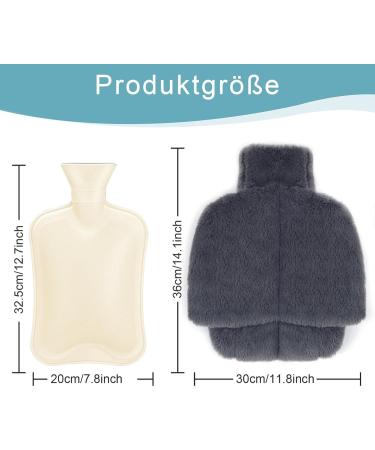 Heated Foot Warmer & Hot Water Bottle - 2000ml Plush Cuddly Warmers for Men & Women - Removable Thickened Gray Design - Buy Online on GoSupps.com