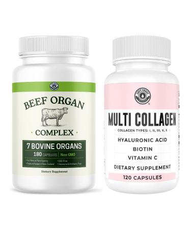 Left Coast Performance Beef Organ Complex Capsules 180 Count + Multi Collagen Capsule 120 Count