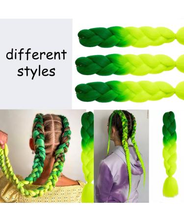 Woven Hair Extensions Dark Green Yellow-Green Fashion African Woven Hair Extensions Two-Color Synthetic Woven Hair Extensions Suitable for Women and Girls to Weave DIY Wigs for role-Playing Woven hair10 - Buy Online on GoSupps.com