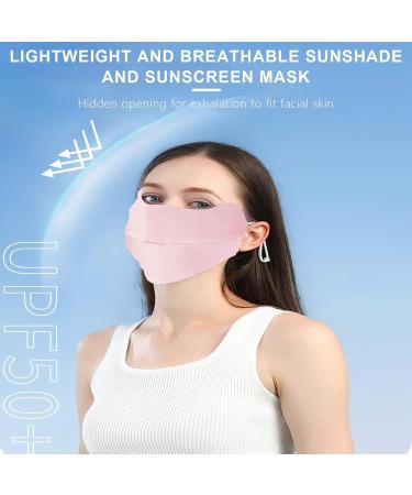 UV Protection Masque Breathable UV Protection Ice Silk Face | Reusable Sun Shield Face for Women Sunscreen Masque for Fishing Hiking Cycling pink - Buy Online on GoSupps.com