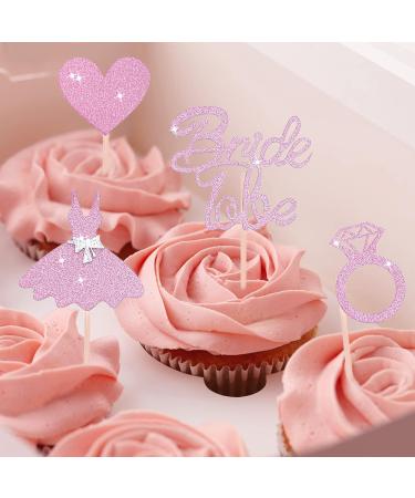 Cobee Ros gold Glitter Bride to Be Cupcake Toppers - 24 Heart Ring Picks for Bridal Shower Engagement & Bachelor Party Cake Decorations - Buy Online on GoSupps.com