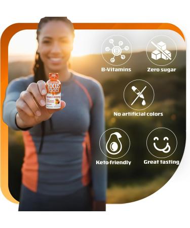 Focus Factor Extra Strength Focus + Energy Shots - 12 x 2oz Bottles (Peach Mango Flavor) - Powered by Nootropics with Caffeine, L-Theanine, Ginkgo, Bacopa, L-Tyrosine, Alpha GPC - Buy Online on GoSupps.com