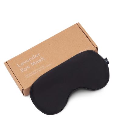 Mindful & Modern Lavender Eye Mask | Perfect Accessory for Meditation  Yoga  Savasana  & Sleeping | Gently Weighted for Deep Relaxation | Scented Soft Black Satin Cover | Natural Flax Seed Fill